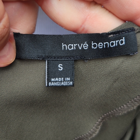 Harve Benard Olive Green Blouse Keyhole Neck Long Sleeves Office Wear - Picture 11 of 12